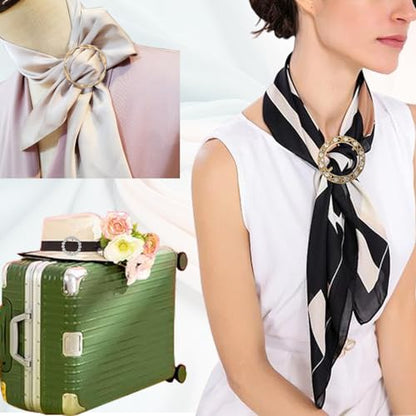 10PCS Silk Scarf Ring Shirt Clips Button Covers for Women Blouses | 7 Styles Metal Button Covers Scarf Rings for Women Clothes,Round Circle Clip Gold Buckle Clothes Corner Knotted Button Cuffs