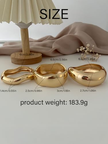 Chunky Gold Bangle Bracelets for Women, 14k Gold Plated Dainty Cuff Stackable Bangles Set, Trendy Bracelet Stack Fashion Jewelry Gifts - color: 01-GOLD-01