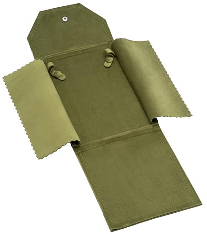 Velvet Necklace Jewelry Travel Folder Storage Display Case (Olive Green) - color: Olive Green