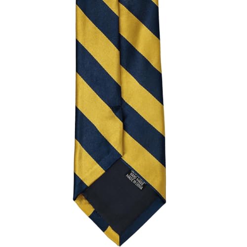 tiemart Men's Striped Tie Standard Length - color: Navy Blue and Gold