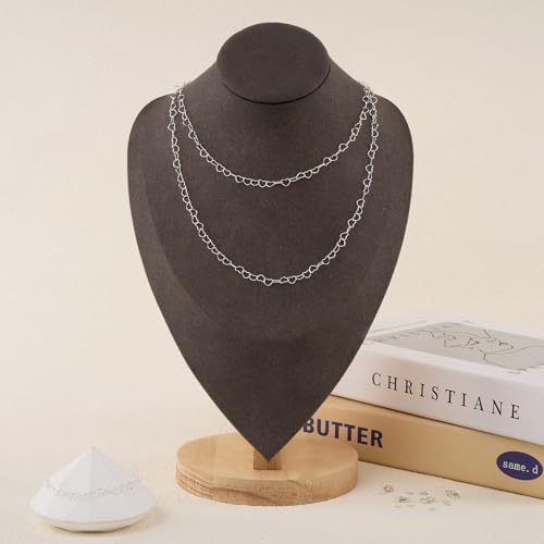 GTVOODX 16.4 Feet Silver Stainless Steel Heart Chain for Jewelry Making | Silver Plated Necklace Bulk Permanent Jewelry Chain Roll Spool for DIY Bracelet Craft Supplies with Lobster Clasps Jump Rings - color: Silver Heart