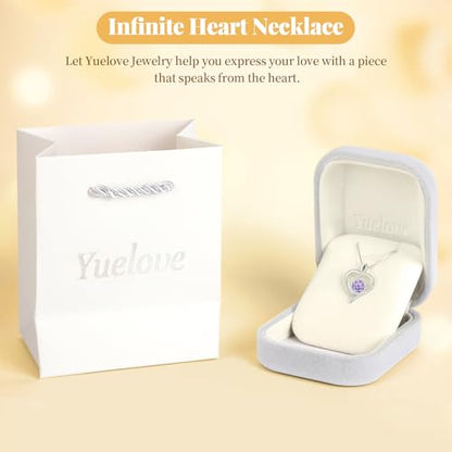 925 Sterling Silver Infinity Heart Necklace for Women, Rhodium Plated Cubic Zirconia Pendant Gift for Girlfriend Wife Mom - Anniversary Valentine's Day Birthday Present with Elegant Gift Box - color: Silver-06-Jun