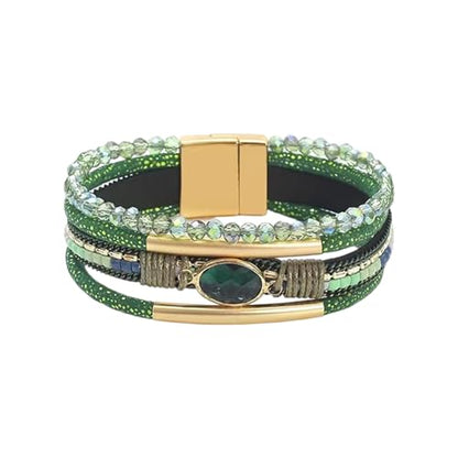 Bangle Styles Crystals Bead for Women Multiple Layer Stackable Jewelry Gift - color: D