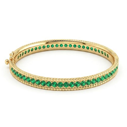 AAA Cubic Zirconia Gold Bangle Bracelet for Women | 18K Gold Plated Fully Paved With Sparkling Cubic Zirconia, Minimalist Luxury Unique Statement Jewelry, Anti-Oxidation - color: Green