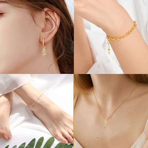 130 Pcs 5 Sets A-Z Alphabet Letter Charms, Gold Alloy Metal Spacer Beads, Slide Glitter Pendants for DIY Craft Bracelet Making Jewelry Wristbands Necklace Choker Keychain