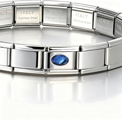 Italian Bracelet Charm,9mm,April,Birthday & Date > Birth Stone - Simple Ellipse - color: September