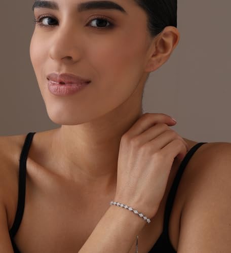 LeCalla 925 Sterling Silver Sliding Bolo Bracelet | Adjustable Beaded Tennis Bracelets for Women | Adjustable Slider Bolo Bracelets Gifts for Her - color: Diamond Shape CZ