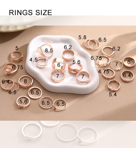 iF YOU 25 Pcs Gold Stackable Ring Set for Women, Chunky Knuckle Finger Midi Rings, Silver Simple Stacking Cute Rings Pack Trendy Stuff Jewelry Gift - style: 25 Rose gold chunky rings