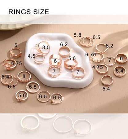 iF YOU 25 Pcs Gold Stackable Ring Set for Women, Chunky Knuckle Finger Midi Rings, Silver Simple Stacking Cute Rings Pack Trendy Stuff Jewelry Gift - style: 25 Rose gold chunky rings