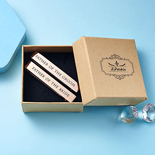 Father of the Bride and Groom Gifts - Wedding Tie Clips for Groomsmen From the Bride - Stainless Steel Tie Bars - color: Set of 2 Rose Gold