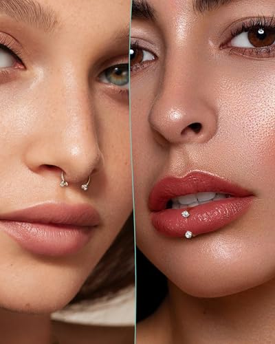 2PCS 16G Horseshoe Septum Rings Surgical Steel Helix Tragus Hoop Earring, Threadless Helix Cartilage Conch Piercing Jewelry For Women Men, 8mm 10mm 12mm Push Pin Lip Labret Rings - size: 10mm-2pcs
