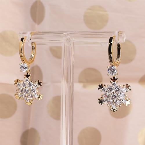 Jean Beau Drop Hoop Earrings for Women, Fasion Jewelry Gift - color: White Snow