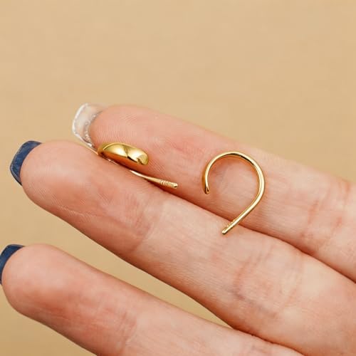CHIC & ARTSY 925 Sterling Silver Open Hoop Earrings Small Hoop Earrings for Women Half Hoop Cartilage Piercing Adjustable Huggie Earrings - color: U:18K gold plated 10mm