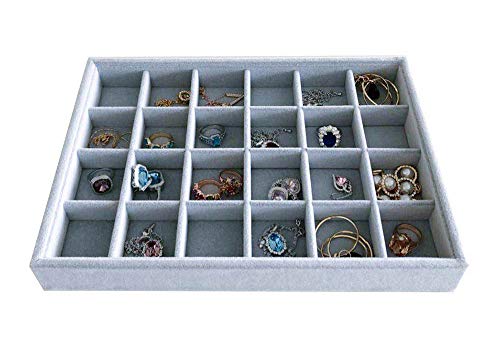 Multi Function Practical Drawer Organizer Jewelry Show Tray Home Store Premium Grade Gray Velvet Stackable Organizer Closet Storage Removable 24-Grid Jewelery Collection Drawer Divider Inserts - size: 24-Grid
