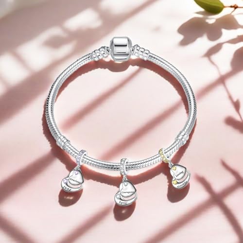 Double Heart Dangle Charm 12 Birthstone Bead for European Bracelet - style: April