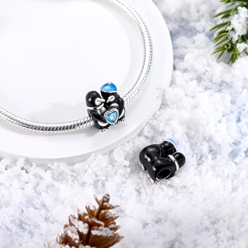 NARMO 925 Sterling Silver Charm Bead for Bracelets Silver Charms for Women - color: Cute Penguins