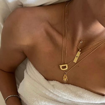 Ewrkbrㅤ Initial Necklaces for Women, 14k Gold Plated Bubble Letter Necklace Chunky Gold Necklace Dainty Charm Initial Necklaces for Women Trendy Custom Preppy Stocking Stuff Necklace Christmas Gifts - color: Gold, style: D