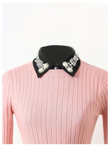 Verdusa Women's Fake Collar Detachable Dickey Collar Half Shirts Blouse - color: Black Multi