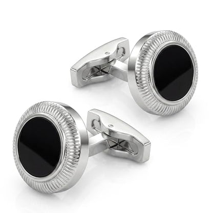 Tuxedo Cuff Links,Cufflinks for Men | Stainless Steel, Lead-Free and Nickel-Free, Gift Box Packed, Boyfriend Husband Father, Wedding Party Anniversary Birthday - color: Black