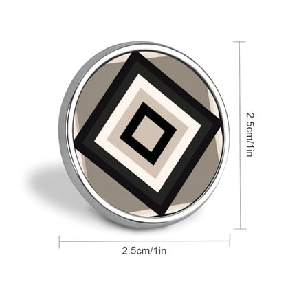 Geometric Blocks And Lines Minimal Neutral Round Brooch Pin Fashion Badge for Men Women Collar Pin Jacket Dress Backpack Accessories