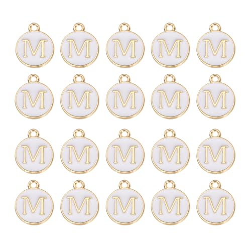 MECCANIXITY Pendants Letter Charm Initial Charm Double Sided Alphabet for DIY Necklace Bracelet Earrings Jewelry Making - style: M