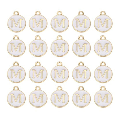MECCANIXITY Pendants Letter Charm Initial Charm Double Sided Alphabet for DIY Necklace Bracelet Earrings Jewelry Making - style: M