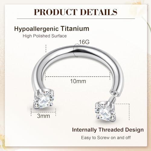 ONESING 9-40 Pcs Nose Rings - Hoops, Studs & L Shape - Hypoallergenic Stainless Steel Nose Piercings for Women & Men - color: 2pcs-16G Clear CZ