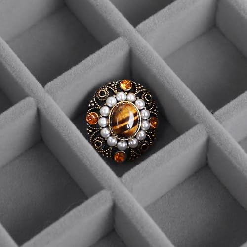 Wudygirl 24 Grid Earring Organizer Small Jewelry Box with Lid WoodGray | Ring Box with Adjustable Dividers, Velvet Lining, Ideal for Rings, Earrings, Jewelry Display, Gift Giving - style: Wood Gray 24 Grid
