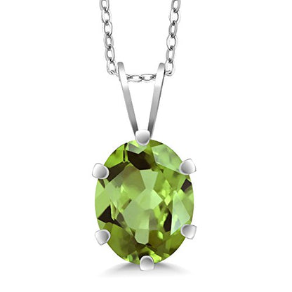 Gem Stone King 9X7MM Oval Gemstone Birthstone Solitaire Pendant Necklace For Women | 925 Sterling Silver | Fine Jewelry Gift for Her Mom Women Wife | With 18 Inch Silver Chain