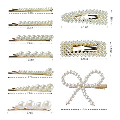 10PCS Pearl Hair Clips Hand -woven hair accessories kit is cute for girls and young ladies.Practical items for women on holidays. (Gold & white 10Pcs) - color: Gold & White 10Pcs