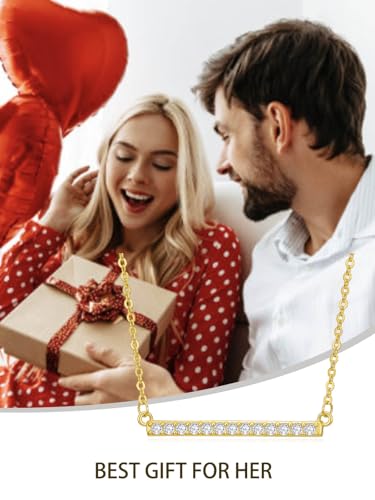 14K Gold Bar Necklace for Women,Gold Bar Pendant Necklace Simple Gold Necklace Non Tarnish Gold Necklace for Mom Minimalist Mothers Day Jewelry Mother's Birthday Christmas Valentine's Day Gifts for Mom Wife Women Her - style: Dainty Gold Bar