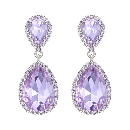 EVER FAITH Women's Austrian Crystal Wedding Tear Drop Dangle Earrings | Bridal Prom Jewelry for Bride Bridesmaid - color: Lavender Color