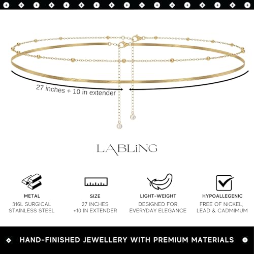 Gold Belly Waist Chain for Women | Layered Belly 14K Gold Plated Chain Adjustable Bikini Belly Beads Body Chain Waterproof | Jewelry Gift - color: Style 1