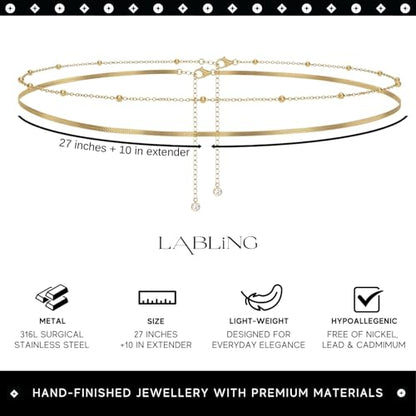Gold Belly Waist Chain for Women | Layered Belly 14K Gold Plated Chain Adjustable Bikini Belly Beads Body Chain Waterproof | Jewelry Gift - color: Style 1