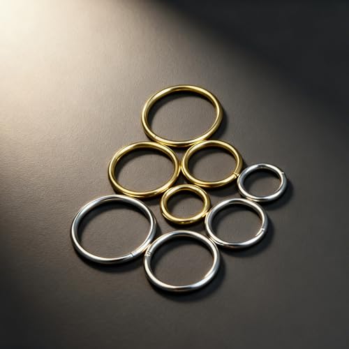 16Gauge earrings nosering clicker hoop Hypoallergenic body piercing ring | 6-14mm/6-12mm/Stainless Steel Gold/Silver,Septum Rings Hinged Clicker, Helix Cartilage Daith Tragus,Sleeper Hoop,Piercing - color: 8pcs Silver/Gold 16g