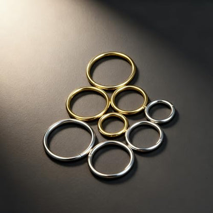 16Gauge earrings nosering clicker hoop Hypoallergenic body piercing ring | 6-14mm/6-12mm/Stainless Steel Gold/Silver,Septum Rings Hinged Clicker, Helix Cartilage Daith Tragus,Sleeper Hoop,Piercing - color: 8pcs Silver/Gold 16g