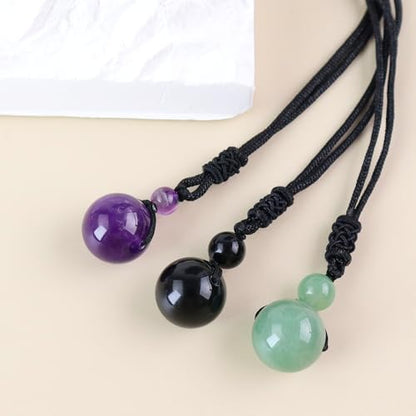 Anjiucc Natural Gemstone Healing Crystals Necklace, Adjustable Chakra Beads Pendant for Women Men, Protection, Energy Balance - color: 3pcs set 2