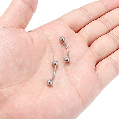 SCERRING 2-8PCS 16G G23 Titanium Curved Eyebrow Barbell Tragus Helix Ear Belly Lip Nipple Tongue Ring Body Piercing Jewelry 6-16mm - style: 2PCS - 14mm