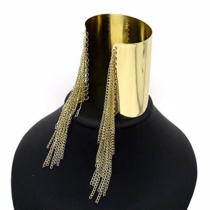 COLORFUL BLING Hammered Smooth Polished Open Wide Cuff Bangle Bracelet for Women Adjustable Wrist Cuff Wrap Punk Bracelet Tassel Wristband Jewelry - color: tassel