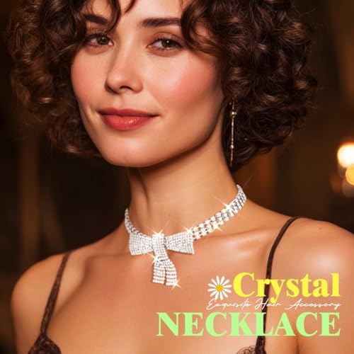 JEAIRTS Rhinestone Choker Necklace Silver Diamond Chain Jewerly for Women | Sparkly Multi-row Crystal Chokers Women's Wedding Prom Formal Jewelry Accessories - color: Style 5