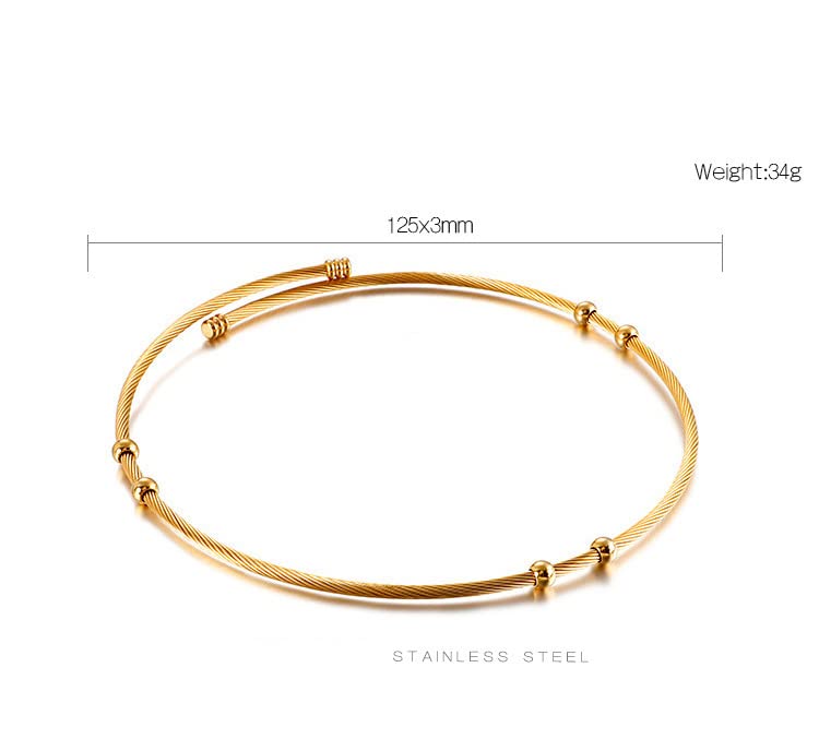 JAJAFOOK Minimalist Round Gold-Tone Bar Necklace Simple Fashion High Neck Choker Female King Neckwire - color: Wire Bead-Silver
