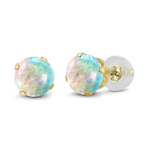 Gem Stone King 14K Gold Gemstone Birthstone Stud Earrings For Women Men | 4MM Round Cut | Solitaire Gold Studs with Secure Backs | Fine Jewelry for Her Him Mom Dad Wife
