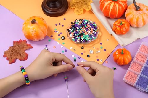 2000+ Pcs Clay Beads Bracelet Making Kit, Halloween Beads for Friendship Bracelet Kit & Varieties of Charms Jewelry Making Jewelry Kit Suit for 14 Years of Age and Older - color: Halloween Clay Bead Set