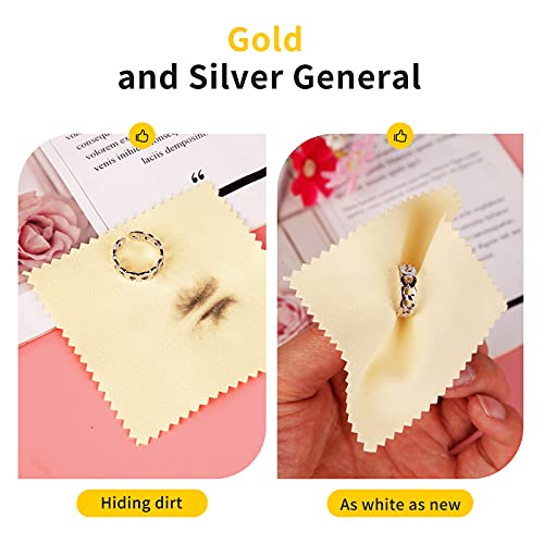 CATIFLIN 100pcs Premium Jewelry Cleaning Cloth, Silver Polishing Cloth Individually Wrapped, for Sterling Silver, Gold, Brass, Silverware, Coin, Ring, Watch and More (Yellow, 3.15" x 3.15") - color: Yellow