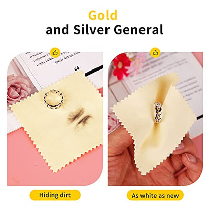 CATIFLIN 100pcs Premium Jewelry Cleaning Cloth, Silver Polishing Cloth Individually Wrapped, for Sterling Silver, Gold, Brass, Silverware, Coin, Ring, Watch and More (Yellow, 3.15" x 3.15") - color: Yellow