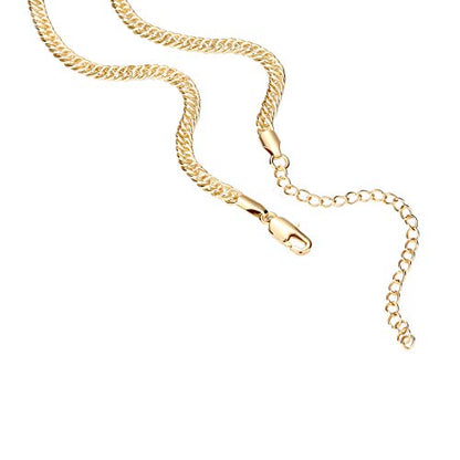 PAVOI Chain Necklace for Women, 14K Gold Plated Adjustable Layering Chain - style: Curb-2x