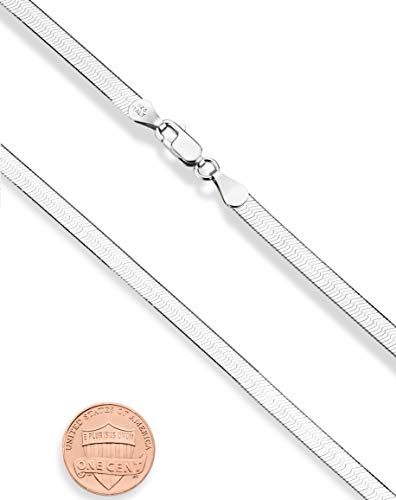 Miabella Italian Solid 925 Sterling Silver, 18Kt Gold Plated 4.5mm Flexible Flat Herringbone Chain Necklace Women, Made in Italy - size: Length 22 Inches, style: sterling silver