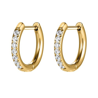 AOEDEJ G23 Titanium Black/Steel Gray/Gold Hoop Earrings 18G Small Huggie Hoop Earrings 8mm/10mm/12mm Cartilage for Sensitive Ears for Multiple Piercing Cartilage Hoop Earring Stack Jewelry - style: D-CZ-Gold-12