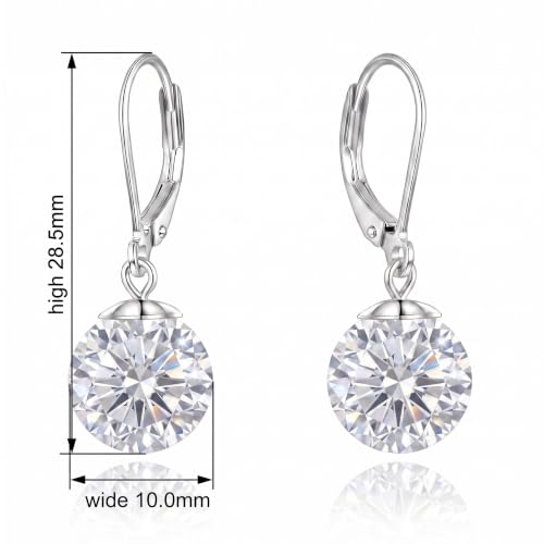 Pearl Leverback Earrings for Women Dangle Round Gemstone Earrings Birthstone Jewelry Gift Anniversary for Her - color: 04 April birthstone