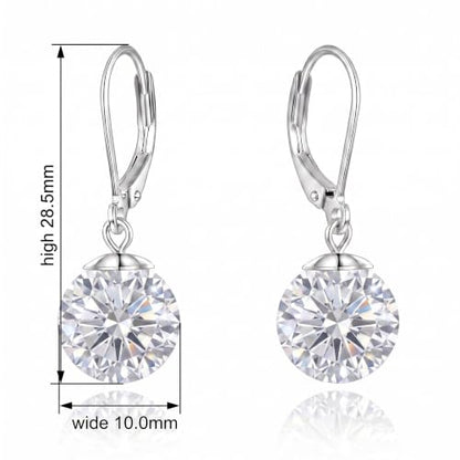 Pearl Leverback Earrings for Women Dangle Round Gemstone Earrings Birthstone Jewelry Gift Anniversary for Her - color: 04 April birthstone